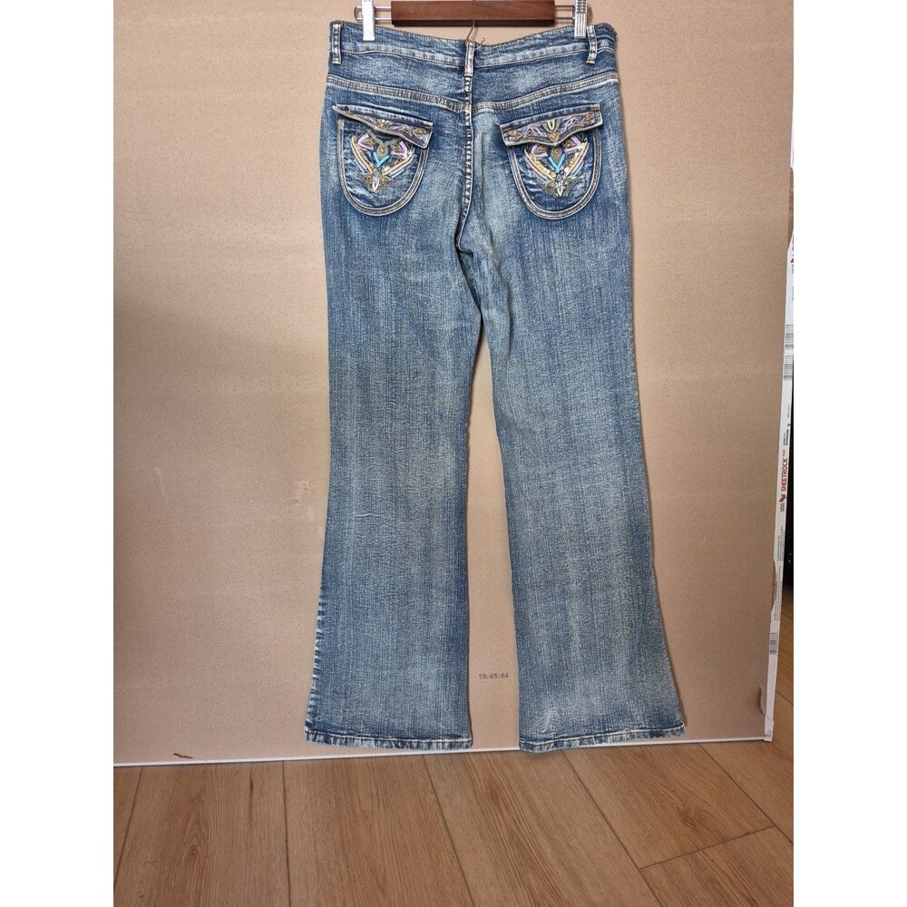 AZI Womens Jeans 31/32 Sequined Studded Flare
